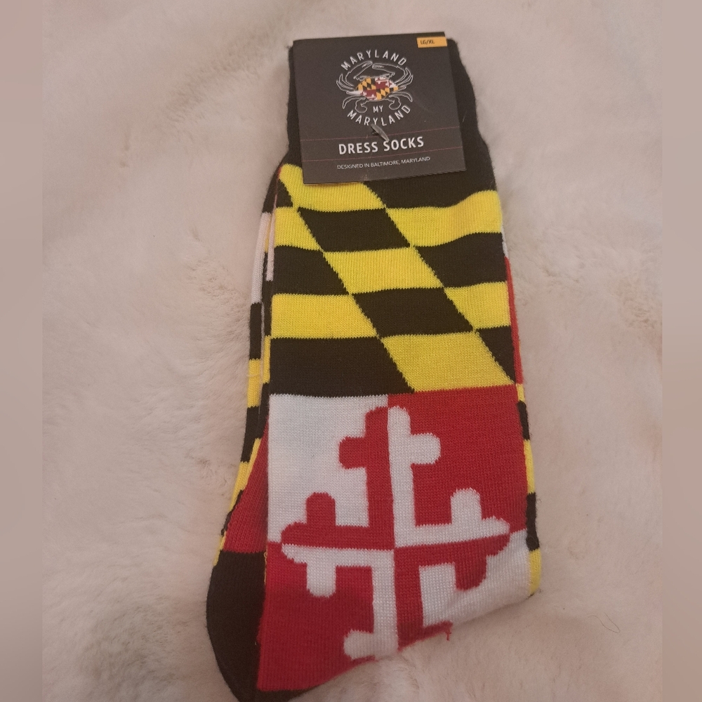 Maryland My Maryland State Flag Adult Crew Socks 1 Pair NEW
